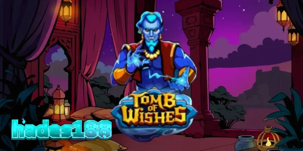 Tampilan visual slot Tomb of Wishes dengan elemen emas dan lampu ajaib